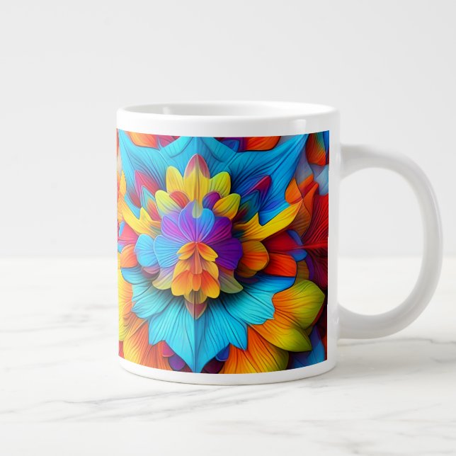 Färg Blommigt Mandala Design Jumbo Mugg (Höger)