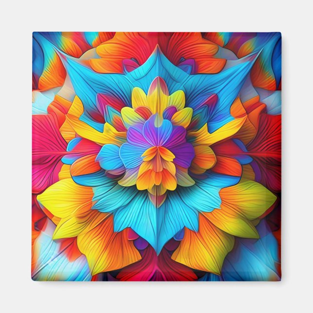 Färg Blommigt Mandala Design Magnet (Framsidan)