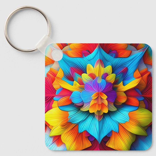 Färg Blommigt Mandala Design Nyckelring (Framsida)