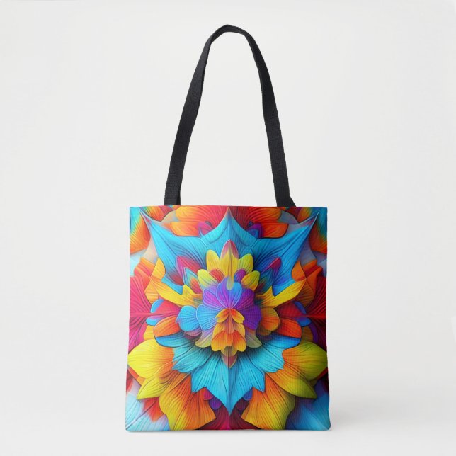Färg Blommigt Mandala Design Tygkasse (Framsida)