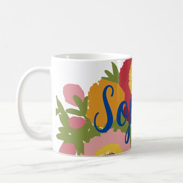 Färg Blommigt med eget namn Kaffemugg (Vänster)