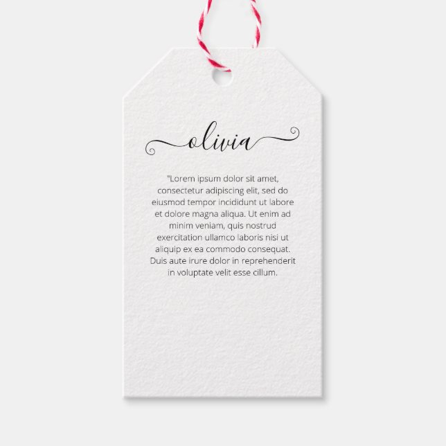 Färg Blommigt Namnteckning skript Presentetikett (Framsidan)