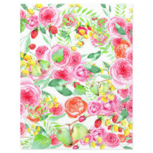 Färg Blommigt Papprare Lakan med jordgubbar