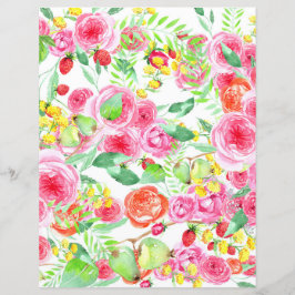 Färg Blommigt Papprare Lakan med jordgubbar