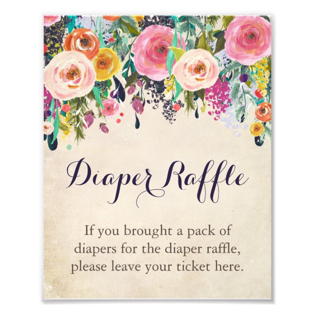 Färg Blommigt Skalat klaffskylt för babyskor Fototryck (Framsidan)