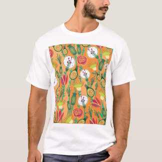 Färg Blommigt Sömlös Mönster-design T Shirt
