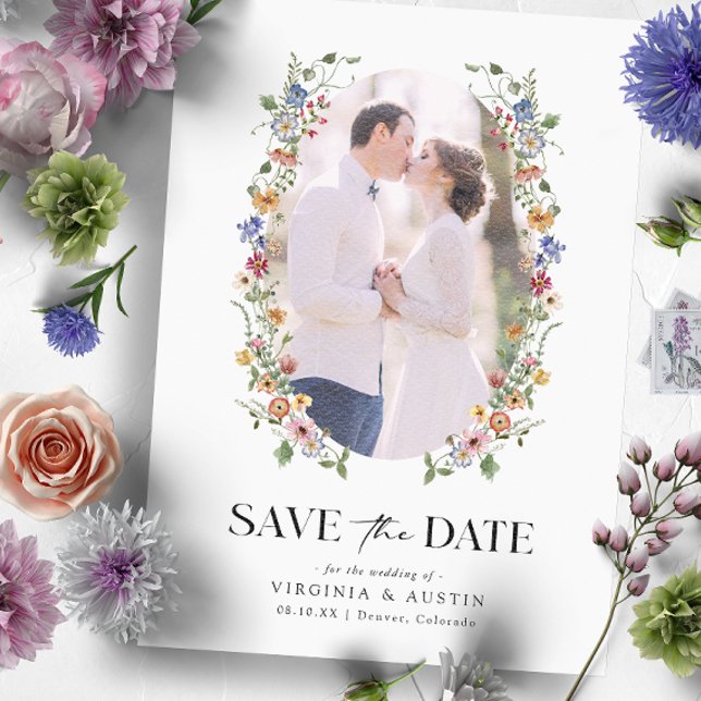 Färg Blommigt Spara datumkortet Datumet (Colorful Wildflower Wedding Save the Date by Painted Paperie
)