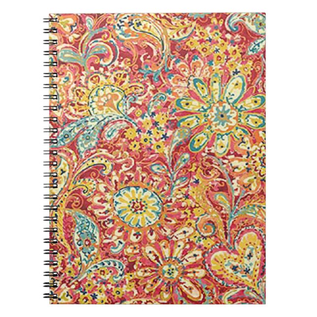 Färg Blommigt Spiral bärbar dator Anteckningsbok (Framsidan)