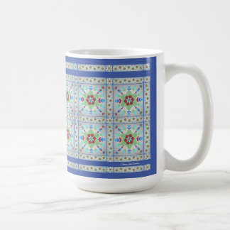 Färg Blommigt Tile Mönster Mugg (DK Blue)