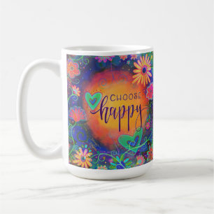 Färg Blommigt Välj Lycklig Kaffemugg