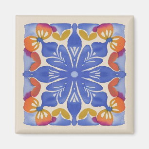 Färg Blommigt Vattenfärg Magnet