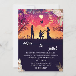 färg boho, modern elegant Twilight Bröllop Inbjudningar