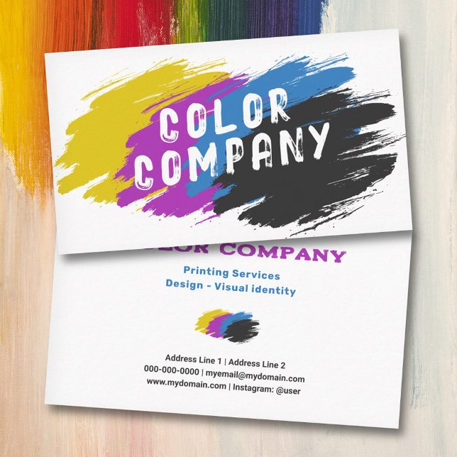 Färg Borste Splash - Tryckeritjänster Visitkort (Color Brush Splash - Printing Services Business Card)