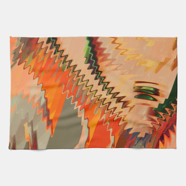 Färg-brott med zigzag- eller vågeffekt kökshandduk (Horisontell)