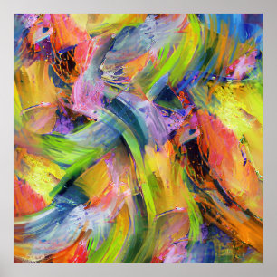 Färg Brushstrokes i Gult Poster