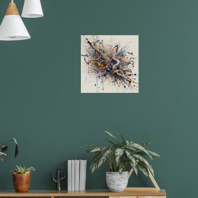 Färg Burst Abstrakt Art - Energetic Paint Stänk Poster (Vardagsrum 1)
