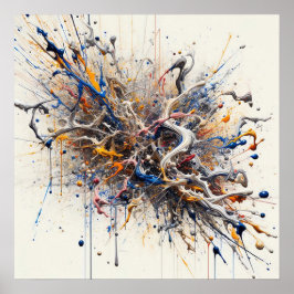 Färg Burst Abstrakt Art - Energetic Paint Stänk Poster