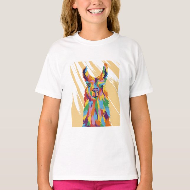 Färg Burst Llama T Shirt (Framsida)