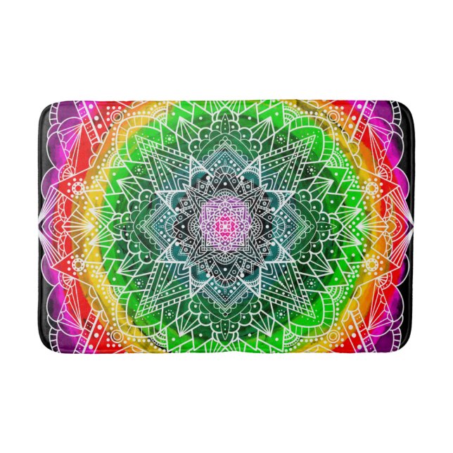 Färg Burst Rainbow Prism Mandala Badrumsmatta (Framsidan)
