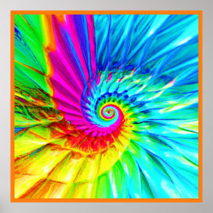 Färg Burst Spiral Mönster Art Poster