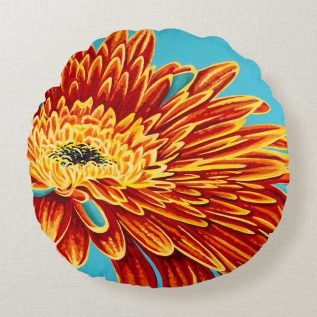 Färg Bursts I Rund Kudde (Framsidan)