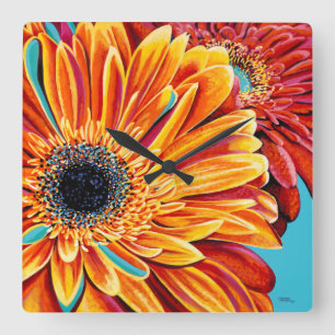 Färg Bursts II Fyrkantig Klocka