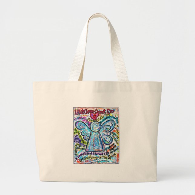 Färg Cancer Angel Bag Jumbo Tygkasse (Framsidan)