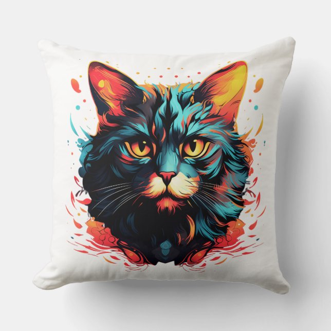 Färg cat kudde (Framsida)