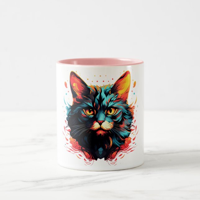 Färg cat Två-Tonad mugg (Center)