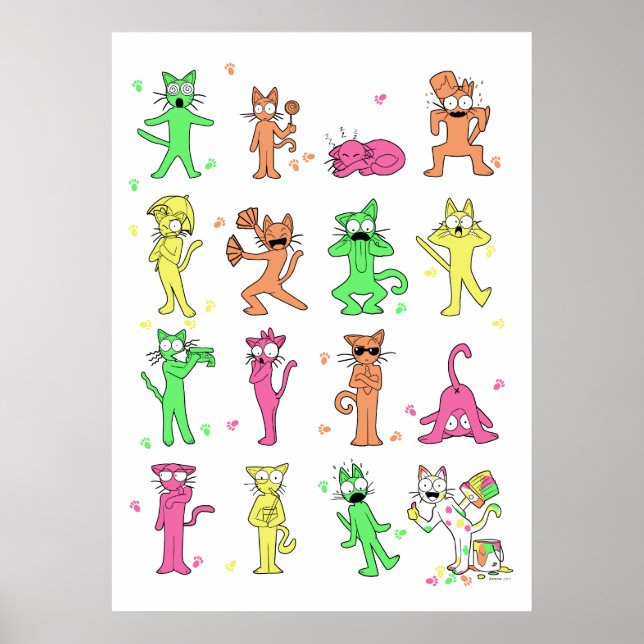 Färg Cats Poster (Framsidan)