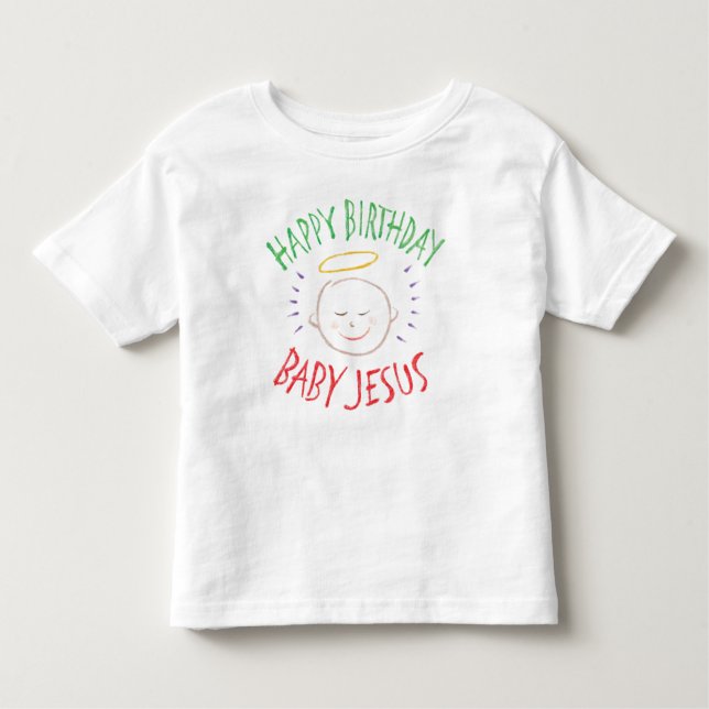 Färg Chalk Grattis på födelsedagen Baby Jesus Reli T Shirt (Framsida)