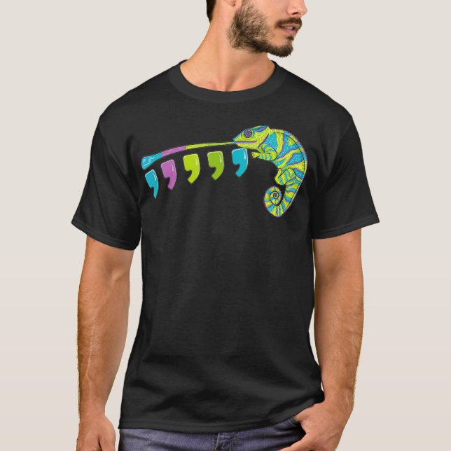 Färg Changing Chameleon Comma Chameleon  T Shirt (Framsida)