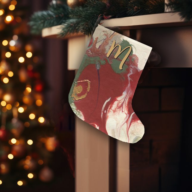Färg Contemporary Målad Abstrakt Monogram Stor Julstrumpa (Add your monogram to personalize this artful Christmas stocking.
)