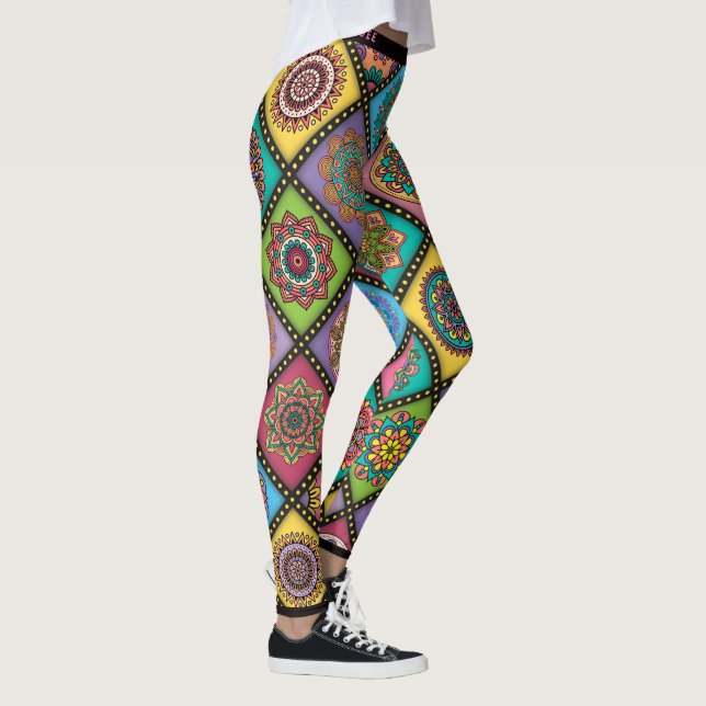 Färg Crazy Mandala Quilt Bee Leggings (Höger)