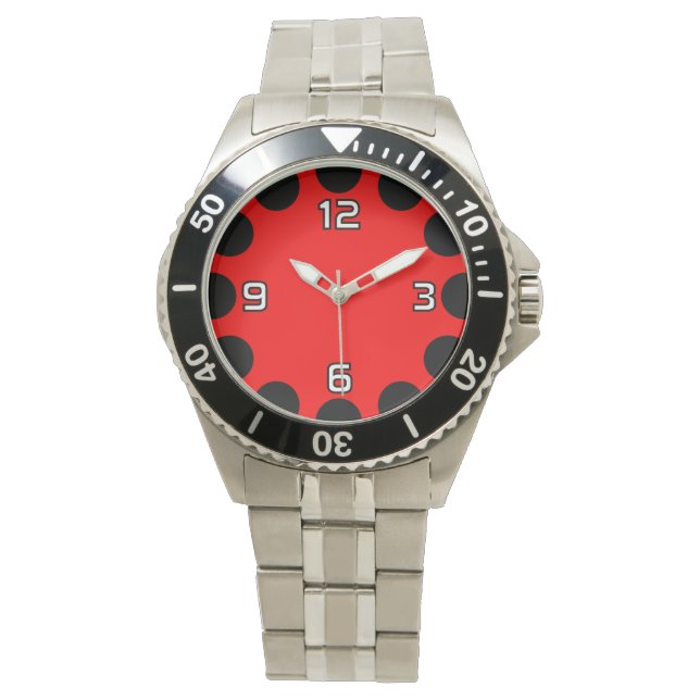 Färg Crescent - Black and Red v2 Armbandsur (Framsida)