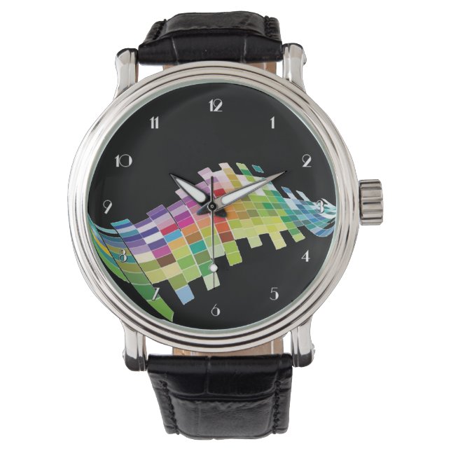 Färg Cube Pixels Black Wrist Watch Armbandsur (Framsida)