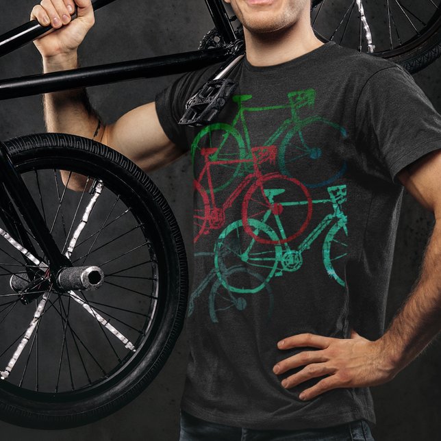 färg-cyklar med svart grafik . cyklar t-shirt (Skapare uppladdad)