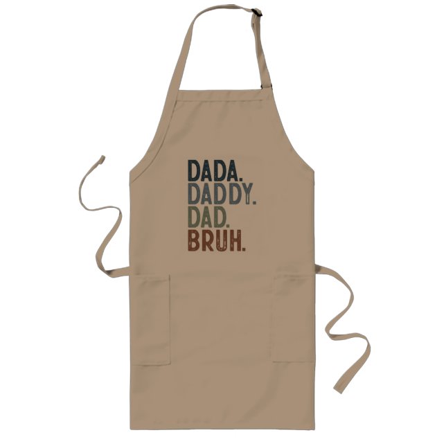färg DADA DADDY PAPPA BRUH FARS DAG BBQ Långt Förkläde (Framsidan)