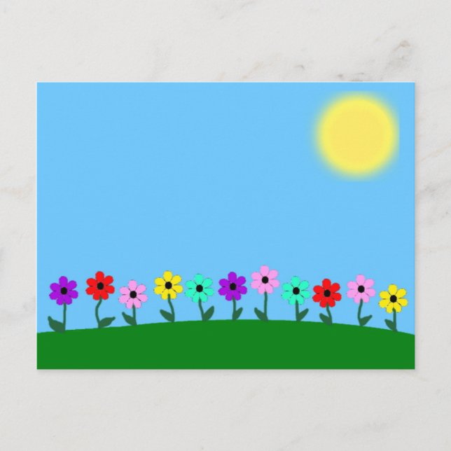 Färg Daisy Inbjudan Vykort (Framsida)