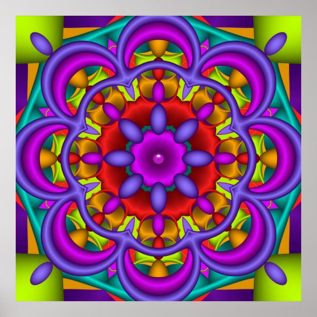 Färg Dance, abstrakt kaleidoscope wallart Poster (Framsidan)