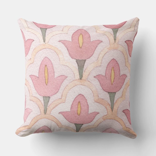 Färg dekorativ blommigt för vattenfärg i spansk ru kudde (Framsida)