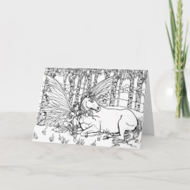 Färg den Yourt Fantasy Fairy och Unicorn Kort