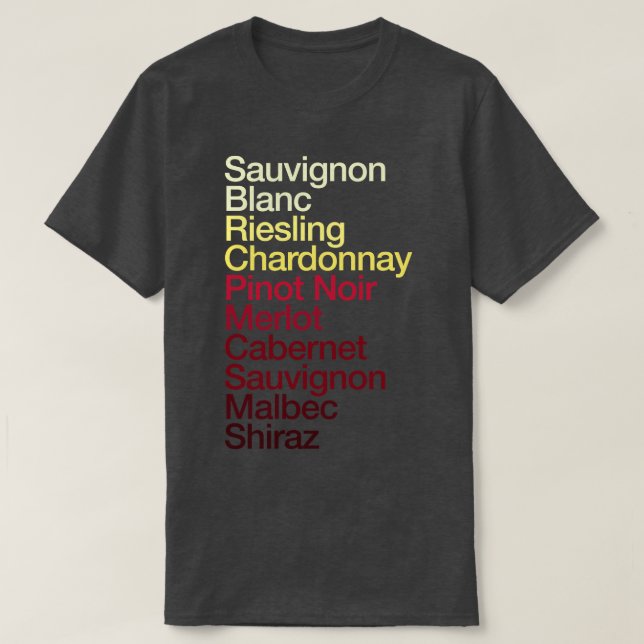 Färg-diagrammet Pinot Noir Chardonnay i vin T Shirt (Design framsida)