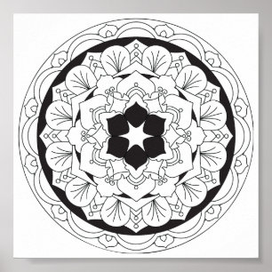 Färg-Din-Egen blom- Mandala 060517_4 Poster