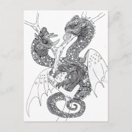 Färg din egen Chameleon Dragons Vykort