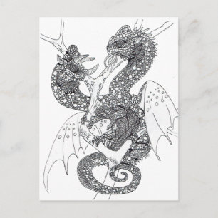 Färg din egen Chameleon Dragons Vykort
