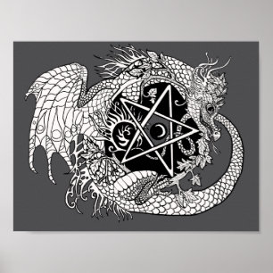 Färg din egen Dragon Pentacle Poster
