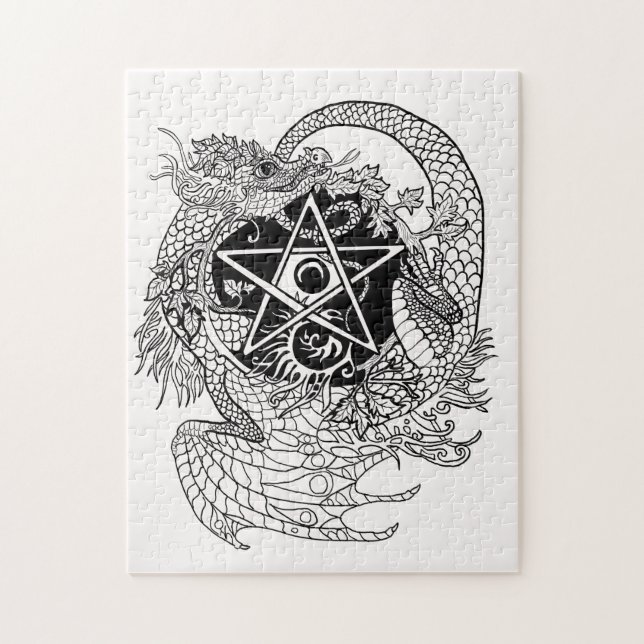 Färg din egen Dragon Pentacle Pussel (Vertikal)