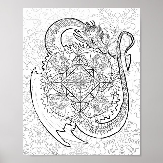 Färg Din egen drakmer Mandala Poster (Framsidan)