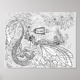 Färg din egen Garden Fe Dragon Poster